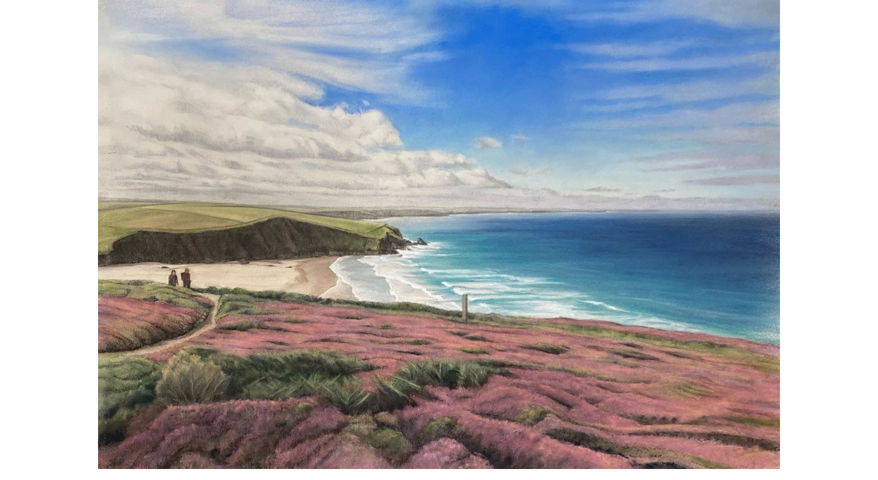 Mawgan Porth Cornwall 28 x 38 inches pastel available framed